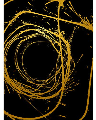 Artery8 Gold Effect Yellow Black Paint Splat Wire Abstract Extra Large XL Wall Art Poster Print