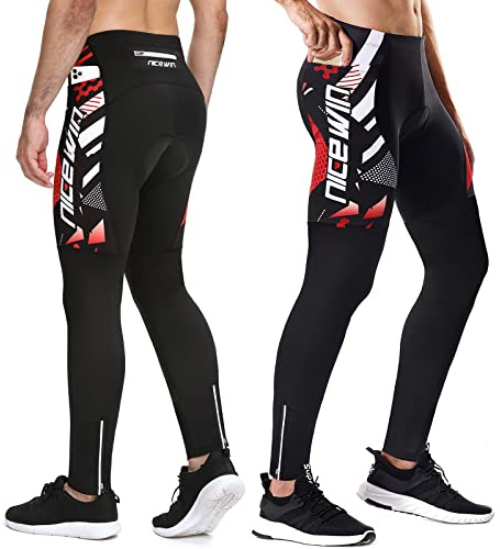NICEWIN Pantalon de Cyclisme d'hiver pour Homme avec Rembourrage de siège 4D - Collant de Cyclisme Thermique - Respirant - Séchage Rapide - Élastique - Pantalon de Cyclisme pour Homme