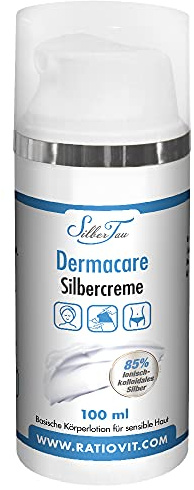 Silbercreme Dermacare 100 ml – mit 85 % ionisch-kolloidalem Silber 10 ppm – leichte Pflegecreme auf Jojobaöl-Basis – ohne Duftstoffe – geruchsneutral & ergiebig – zieht schnell ein