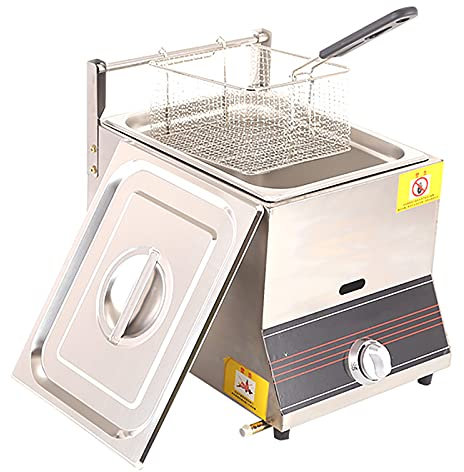 Friggitrice Professionale a Gas, Friggitrice in Acciaio Inossidabile Ad Alta capacità Macchina per Friggere da Cucina Professionale da Banco a Gas per Patatine Fritte Ristoranti Stand per Fast Food
