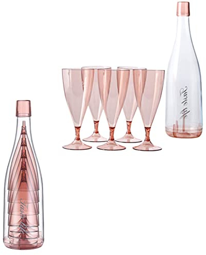 5 flûtes à Champagne en Cristal, Verres à vin, flûtes à Champagne Portables, flûtes à Champagne en Plastique, empilables et Amovibles, pour Les Pique-niques, Les Mariages, Les fêtes
