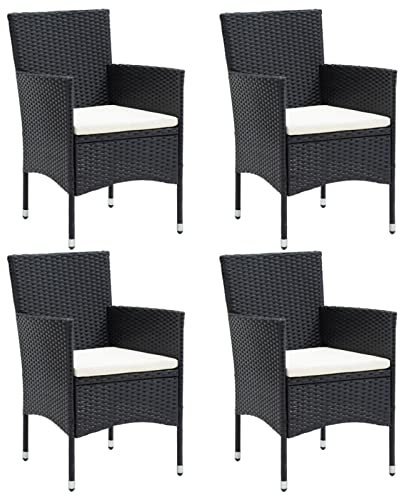Tidyard 4 STK. Garten Essstuhl Gartensessel Gartenstuhl Stühle Rattanstuhl Rattansessel Gartenmöbel Sessel Stuhl Poly Rattan Schwarz