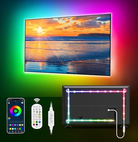 MATICOD LED-Leuchten für TV, 5M TV LED Streifen für 45-75 Zoll TV, Musik Sync RGB-Farbwechsel-LED TV-Hintergrundbeleuchtung Bluetooth APP & Fernsteuerung Leuchtenleisten für das Zuhause(16.4FT)