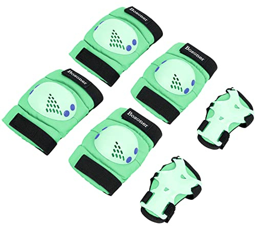 BOSONER Knieschoner Kinder Schoner Inliner Protektoren 6er Set Schützer Inliner Inline Skates Knie Und Ellenbogenschützer Schutzausrüstung Knieschützer Skateboard