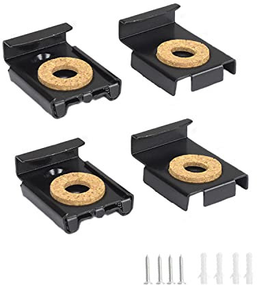 WJUAN 1 Set (4 Stück) Schwarz Federbelastete Spiegelhalterung - Höhenverstellbare Wandhalterung mit Korkauflage für Bad- & Zimmerspiegel bis 12kg