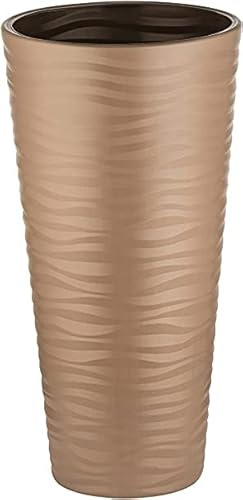 Pot de fleurs long S - Vase doré - 57 cm - Pour intérieur et extérieur - Beige