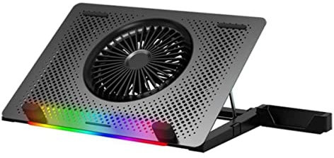 DIKNAC Base Refrigeradora Portatil Enfriador de Portátil Aluminio con Retroiluminación RGB Almohadilla De Refrigeración para Portátil para Ventilador Alimentado por USB Base Refrigeradora Portátil