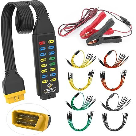 OBD2 Breakout Box, Automotive OBDII Protocol Detector Communication/Power/Ground Detection Breakout Box 16-Pin CAN 17.7 inches Cable Fault Diagnosis Scan Tool with Universal Wire Jumper and Clips