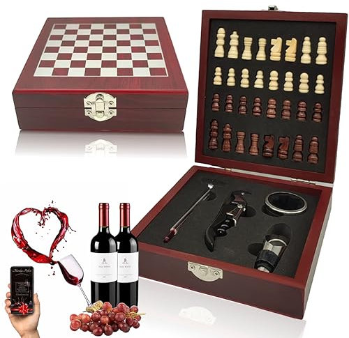 Regalos para el día del Padre, Regalos día del padre, Regalos dia del Padre, Regalo día del Padre, Día del Padre Regalos, Juego de Accesorios para Vino y Ajedrez, Abridor de Vino y Sacacorchos Vino