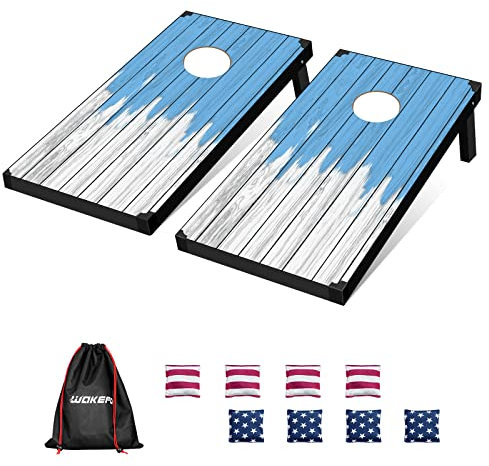 Corn Holes Outdoor Game Set: Cornhole Set Regulierungsgröße mit 8 Corn Hole Bean Bags, MDF Holz Cornhole Boards Set für Rasen Barkyard Family Friends Party