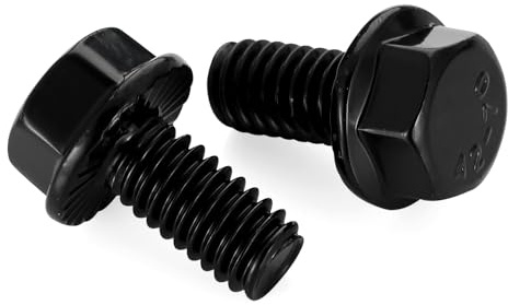 1/4-20 x 1/2 Flanged Hex Head Bolts Flange Hexagon Screws, Stainless Steel A2 Black Finish, DIN 6921, 25 PCS