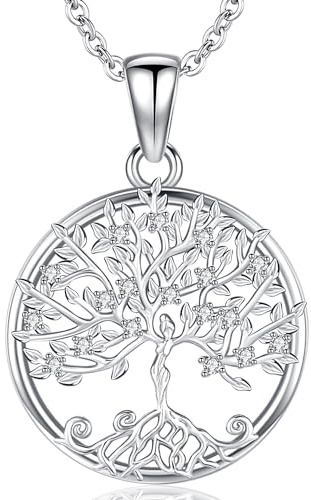 Friggem 925 Sterling Silber Baum des Lebens Halskette, Baum des Lebens Anhänger Schmuck für Damen Mutter Mädchen mit Geschenkbox