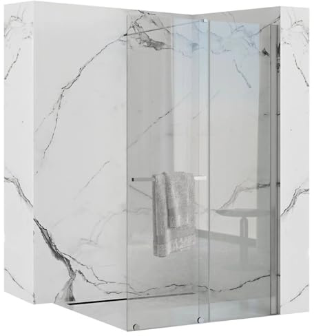 Rea Parete Doccia CORTIS CHROME 120 - WALK IN Vetro di sicurezza temperato trasparente 6 mm (Cromo)