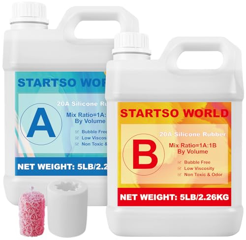 STARTSO WORLD Kit de fabrication de moules en silicone 20 A, caoutchouc de silicone liquide platine pour la fabrication de moules, séchage rapide et de qualité alimentaire, 4,535,9 g, idéal pour