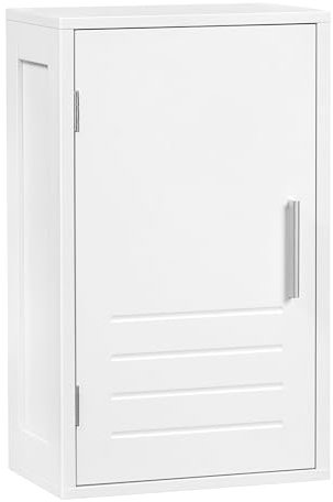 EUGAD Hängeschrank, Wandschrank mit Einer Tür, Badezimmerschrank Badschrank hängend, Küchenschrank, Medizinschrank, mit verstellbarem Einlegeboden, Weiß, 30x50x18,5 cm