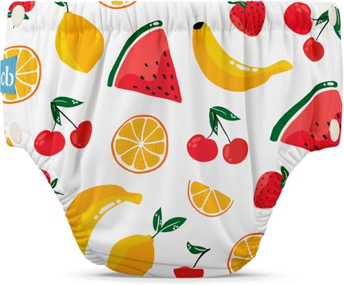 Charlie Banana Pañal de Baño reutilizable con broches de fácil apertura. Para bebés niñas y niños. Hechos con una capa exterior impermeable para prevenir fugas. Banana Fiesta - Large