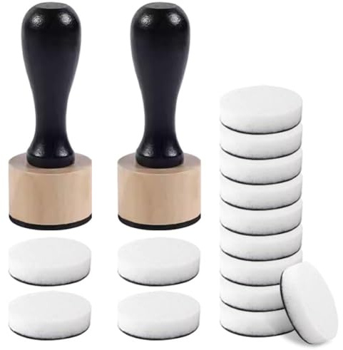 Herramienta de Mezcla de Tinta, Herramienta de Mezcla de Pinturas de Tinta con 2 Mangos y 14 Esponjas Redondas, Mini Pince Aplicador de Pinturas de Tinta para Estampar