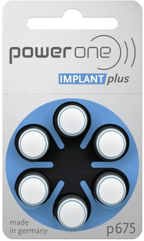 Power One 675 Blue Implant Plus Hearing Aid Battery for Cochlear Medical Special Packaging + Storage Box for 2 Hearing Aid Batteries