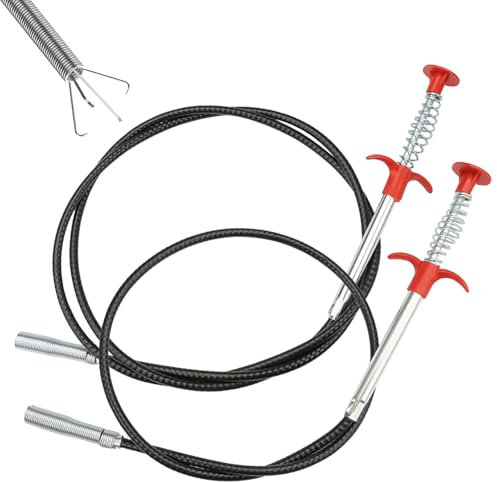 2 pulitori di scarico a spirale, 2 m/0,9 m, per la pulizia dei tubi, a spirale di scarico, flessibile, a spirale, per la pulizia dei tubi, pinza telescopica per cucina, bagno e toilette