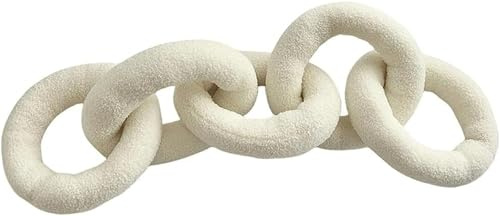 FENXIXIONE Chain Link Throw Pillow - Love Lock Decorative Cushion Soft Plush Pillows for Bed Couch Sofa Stress Relieving Fun Funky Plushie for Office Home Living Room Bedroom Window (Beige)