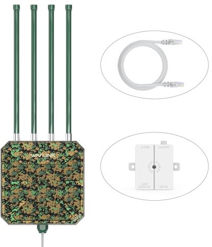 WAVLINK AX3000 Extender WiFi 6 Outdoor a Lungo Raggio, Punto di Accesso Wireless Esterno, Supporto PoE Attivo, Antenne 4x8dBi, Soluzione Esterna IP67, Fino a 128 Dispositivi