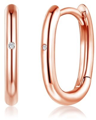Josfeva Silber Creolen Ohrringe für Damen, 925 Sterling Silber Oval Ohrringe Creolen mit 5A Zirkonia, Hypoallergen U-förmige Geometrische Silber Creolen, Knorpel Schlafen Ohrringe für Frauen Mädchen