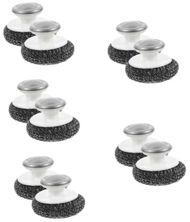 FRCOLOR 5 Juegos Cepillo De Bolas De Acero Cepillo para Platos con Mango Estropajos De Cocina para Platos De Cocina Fregador De os De Limpieza Páginas 2 Piezas * 5