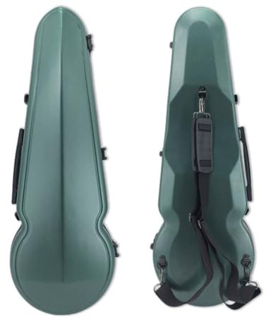 WUQIMUSC Viola Case 40,6 cm, Kohlefaser-Hartschalenkoffer Rucksack, verstellbares Nackenpolster für Größen 38,1–41,9 cm, verdicktes Futter, integriertes Hygrometer, mit stabilem Griff, Grün