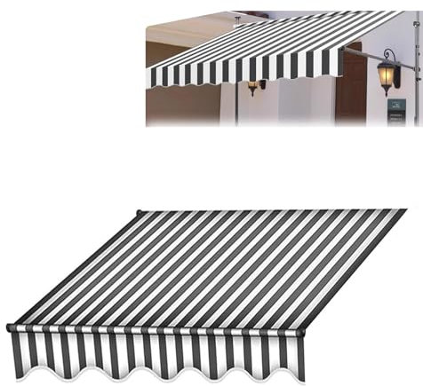 Markisenstoff Markise Markisenbespannung Ersatzstoff Balkon Markise Wasserabweisend Sonnenschutz Ersatz Markisentuch，UV-resistent, Witterungsbeständig - Dem Balkon Oder Im Garten(Noir,2x1.5m(6.6x5ft))