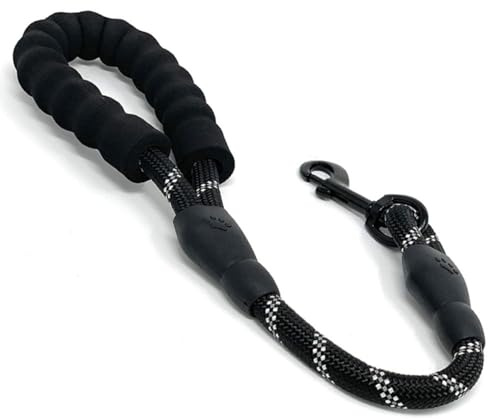1 pack Short Dog Lead with Soft Padded Handles and Reflective Threads Walking Dog Rope Dog Lead Rope for Small Medium and Large Dogs (black)
