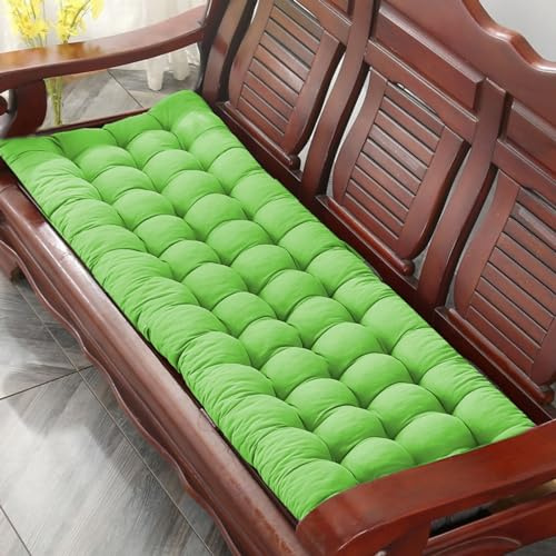 Coussin épais rembourré pour chaise longue de jardin avec motif antidérapant et attaches sécurisées, portable et confortable pour terrasse, piscine et bureau, vert, 150 x 40 cm