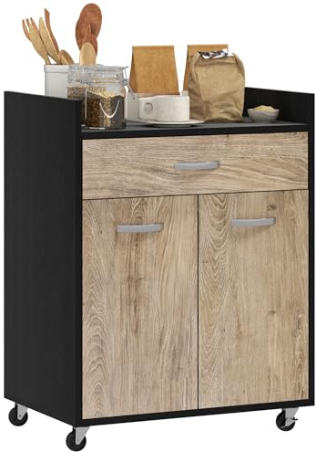 HOMCOM Carrello da Cucina Portavivande per Microonde Nero e Grigio