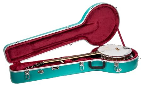 Crossrock ABS Molded Banjo Case for 5-String Resonator & Tenor | Matte Finish, Locking Latch, Backpack Straps – Lightweight Hardshell Protection-Mint Blue (CRA861BJMB)
