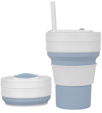 Tazas plegables para viajes Taza de silicona plegable de 350 ml con pajita taza de café reutilizable a prueba de fugas