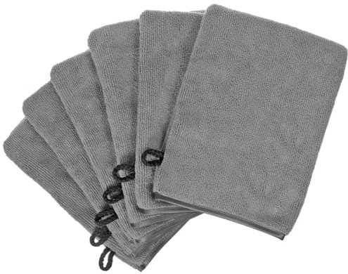 PHOGARY 6 Pack Microfiber Face Cloths, 6x8 Fast Drying Bath Mitts Gray Washcloth, Super Absorbent Soft Lightweight Towel Body Facial Cloths Small Wash Mitt for Travel Showering Washing Face