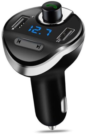 CAXUSD Trasmettitore Fm per Auto Modulatore Wireless Doppia Porta USB Chiamate Vivavoce Microfono Integrato Tecnologia di Soppressione Rumore Compatibile Smartphone e Tablet