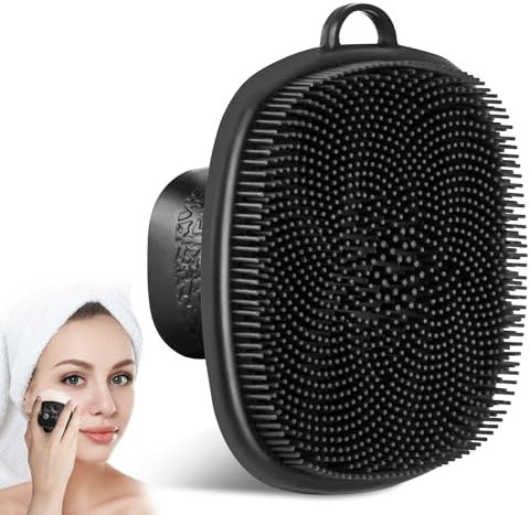 Silicone Face Scrubber, Facial Cleansing Brush, Gentle Face Exfoliator Face Brush for Women Men- Pore Cleansing & Face Massaging (1 Pack, Black)