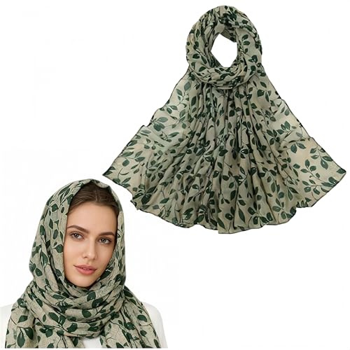 SDXCJY Women's Scarves,Scarf for Women Ladies Lightweight Scarves,Lady Shawl Flower Printed Soft Lightweight To Any Outfit All Seasons Gifts for Women (green)