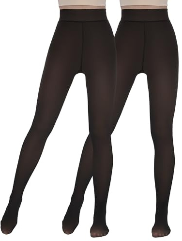 CAMPSNAIL 2er Pack Thermo Strumpfhose Damen Fleece Winter Leggings Warme Gefüttert Thermostrumpfhosen Gefälschte Durchscheinend Plüschstrümpfe Pantyhose