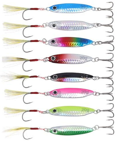 OIHCAZ 8PCS Fishing Lures, Metal Spinner Fishing Spoons Lure Baits for Saltwater Freshwater Trout Bass Salmon Fishing