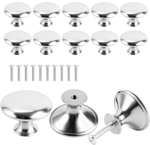 10 Pezzi Pomelli per Mobili Rotondo, 30mm Pomelli Cucina con 10 Viti