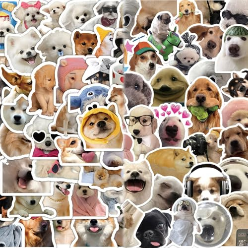150 PCS Cute Dogs Stickers Pack - Cute Waterproof Vinyl Stickers Pack for Girls & Teens | Laptop, Water Bottle, Phone, Journal Decoration (White Funny Dog)