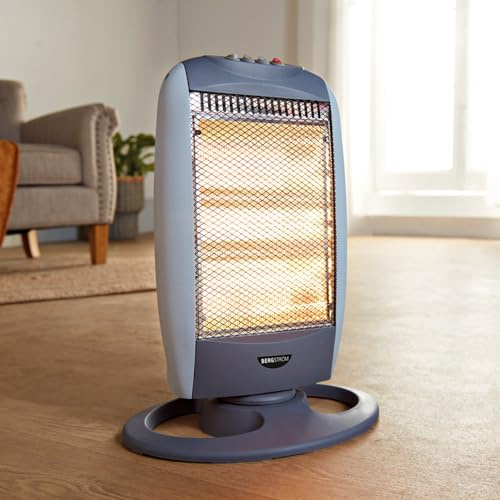 3 PAGEN Stufa alogena con 3 livelli di riscaldamento, max. 1220 Watt, oscillazione 75°, interruttore a levetta di sicurezza, calore immediato dopo l'accensione, alloggiamento Cool-Touch, dimensioni