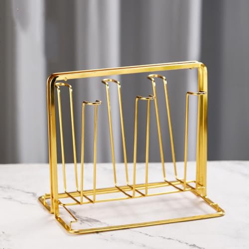 croselyu Metal Cup Holder Rack, Upside Down Glass Drainer Stand, Kitchen Countertop Storage Organizer for Tea Cups and Mugs Household Living Room Glass Cup Holder,1pce (Gold)