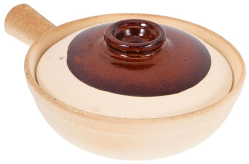 NOLITOY Olla de Barro Tradicional 19x7 Cm Cerámica para Cocinar Arroz Vapor Cazuela Individual para Comida Comercial Portátil