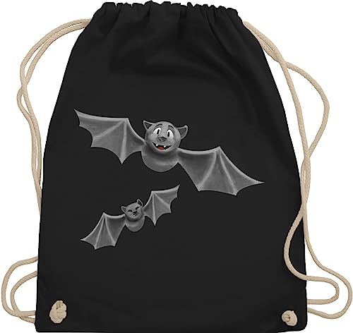Turnbeutel Rucksack - Halloween - Taschen - Fledermäuse I Fledermaus I Flattermaus - Unisize - Schwarz - baumwollbeutel haloween outfits tier sportbeutel halowen tiere beuteltasche helloween animal