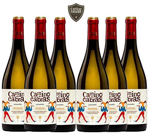 Vino Albariño - Caja Vino Blanco 6 botellas x 750 ml - Vino para Regalar – Vino Gallego Premium – Vino Regalo Gourmet – Pack Regalo Vino - D.O. Rias Baixas - CAMINO DE CABRAS