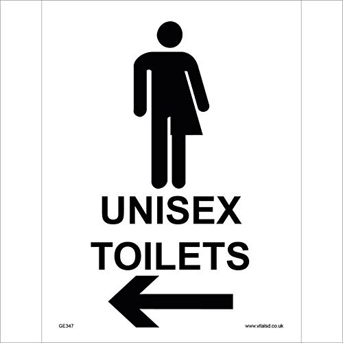 GE347 Unisex Toilets Left Arrow SIGN male female gender loo washroom restroom 200mm x 300mm Magnetic - Vehicle Grade
