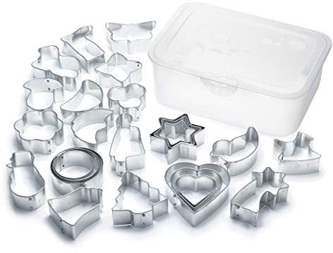 Moldes de Galletas de Repostería Creativa de Navidad - Cortapastas Pequeños de Hojalata para Niños - Set de Cortadores de Galletas Navideños - Juego de 25 Unidades con Caja