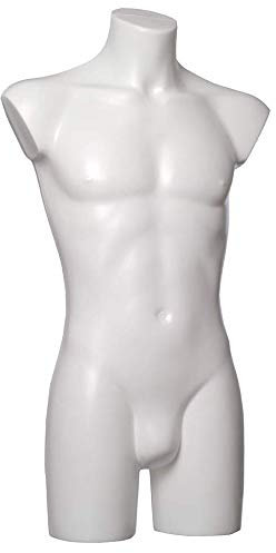 fella4stores Mannequin de vitrine basique en forme de buste pour homme long avec jambes en plastique Blanc